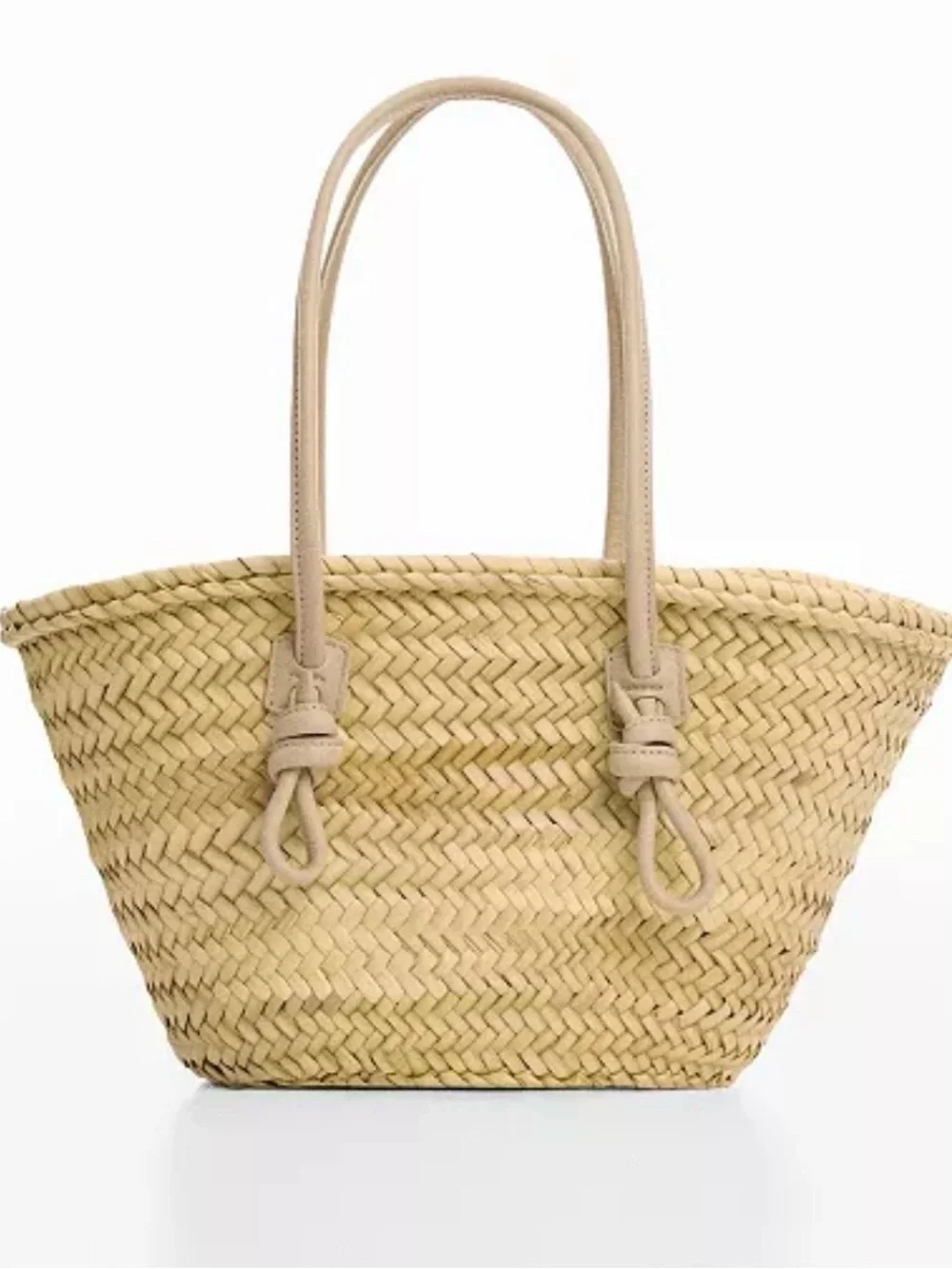 Mango Woven Straw Tote Bag with Neutral Handles - Picture 1 of 11